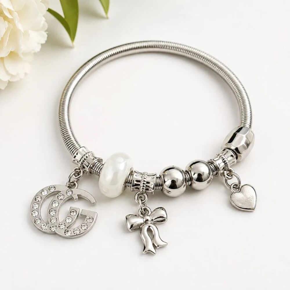 Silver-Tone Stretch Charm Bracelet